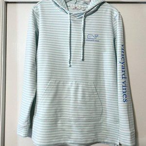 Vineyard Vines Long Sleeve Blue Stripe Whale Terry Sweatshirt Hoodie Top XS